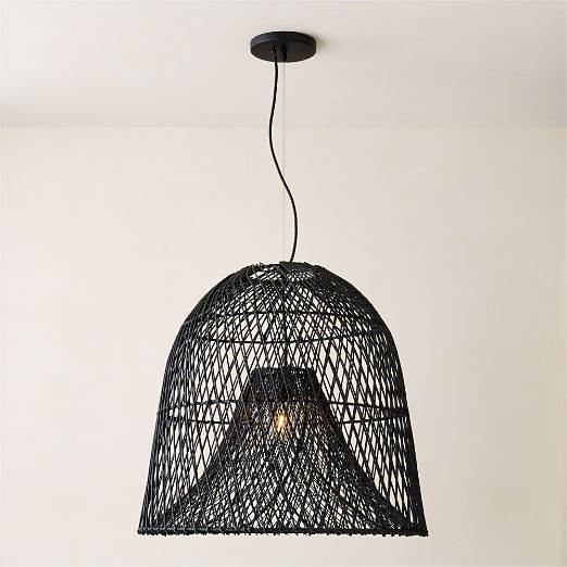 Nassa Woven Black Bamboo Pendant Light