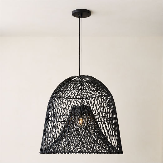 Nassa Woven Black Bamboo Pendant Light
