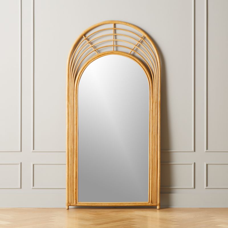 Natural Rattan Floor Mirror