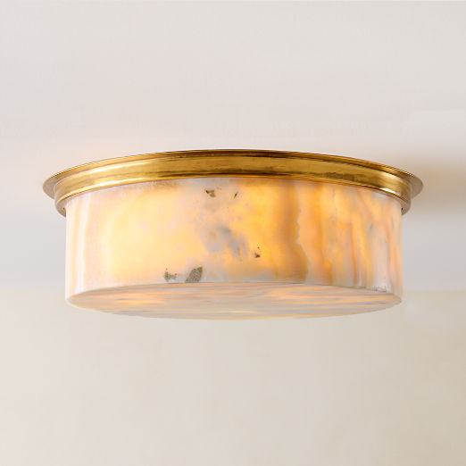 Natalia Onyx and Aged Brass Flush Mount Light