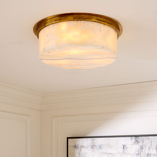 Natalia Onyx and Aged Brass Flush Mount Light