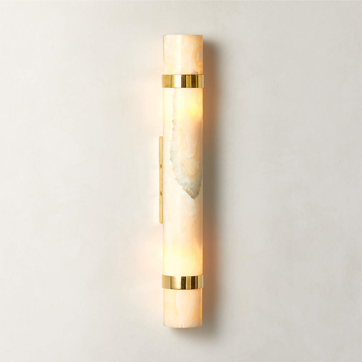 Natalia Onyx and Brass Double Wall Sconce Light | CB2