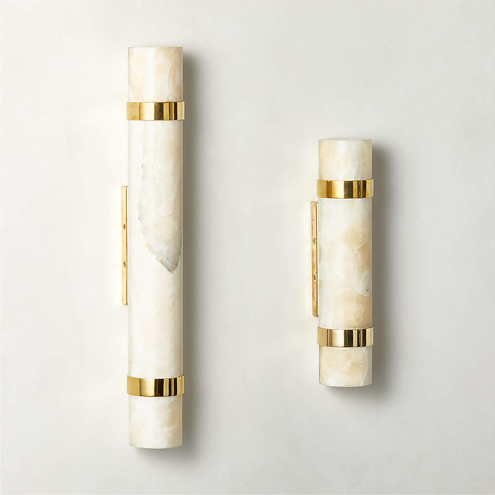 Natalia Onyx and Brass Double Wall Sconce Light CB2 Canada