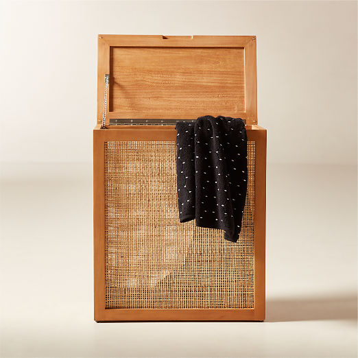 Natural Teak Laundry Hamper