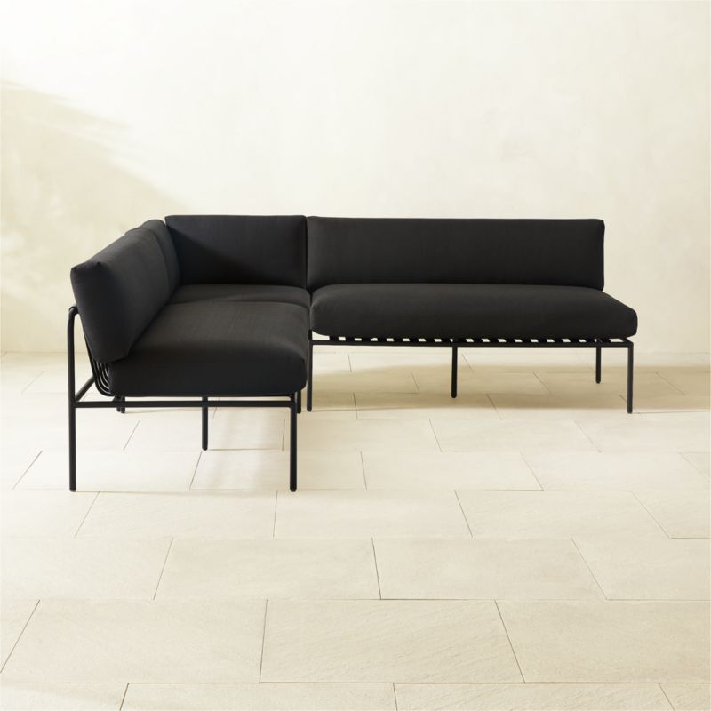 Black metal patio sectional sale