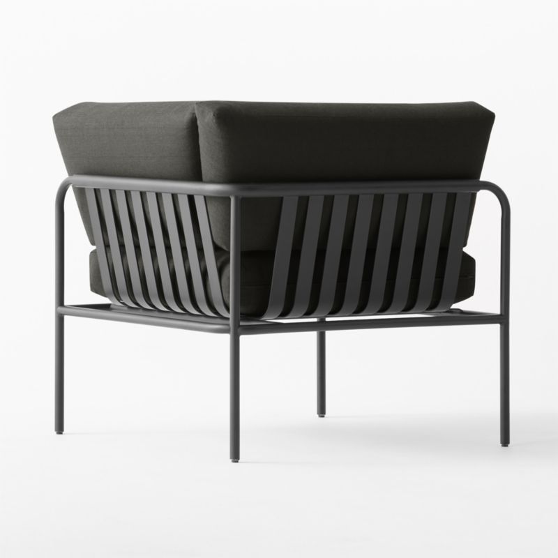 Navene Black Metal Outdoor Corner Chair with Black Cushions - image 6 of 8