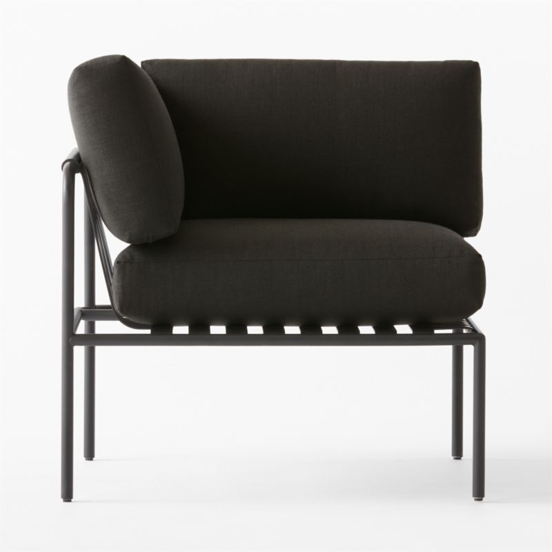 Navene Black Metal Outdoor Corner Chair with Black Cushions - image 5 of 8