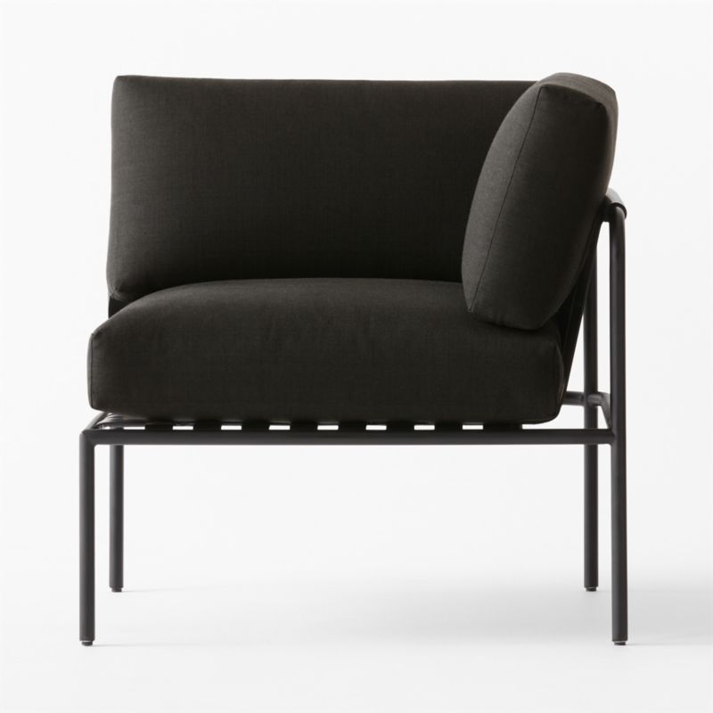 Navene Black Metal Outdoor Corner Chair with Black Cushions - image 3 of 8