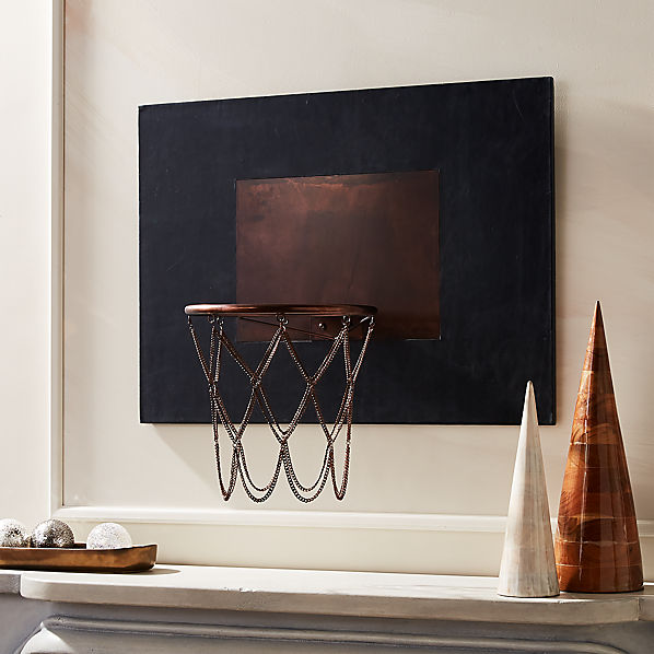 Navy Leather And Copper Basketball Hoop