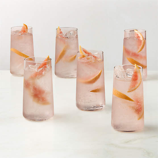 Neat Burgundy Cooler Glasses Set of 6