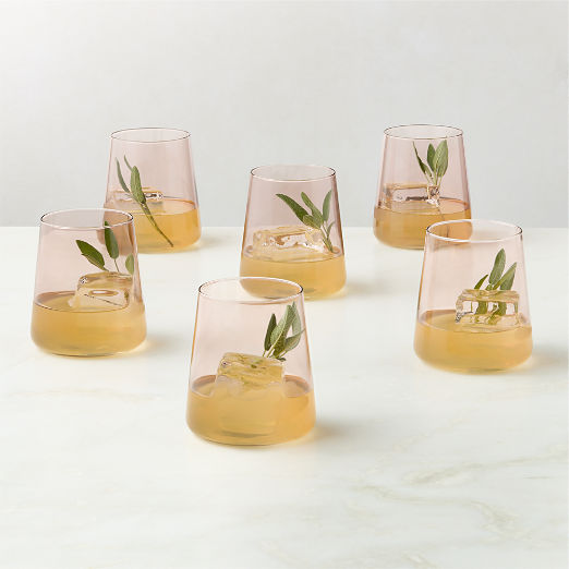 Neat Burgundy Double Old-Fashioned Glasses Set of 6