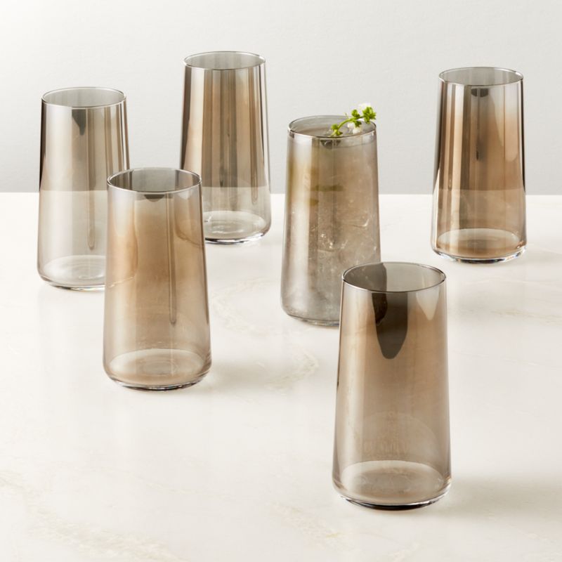 Neat Smoked Cooler Glasses Set of 6 - image 0 of 4