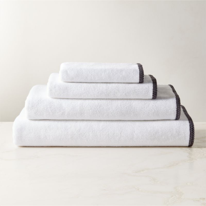 Neela Organic Cotton Black Trim Bath Towels CB2