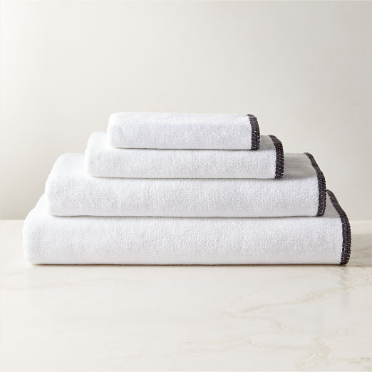 Neela Organic Cotton Black Trim Bath Towels