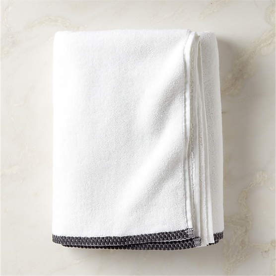 Neela Organic Cotton Black Trim Bath Towel