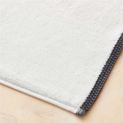 Neela Organic Cotton White with Black Trim Bath Mat 24"x36"