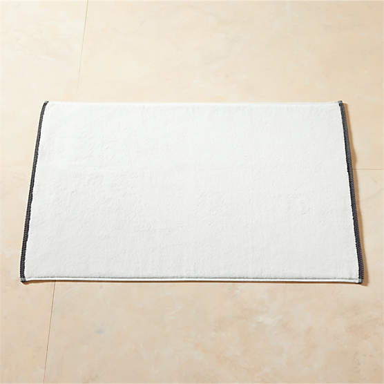 Neela Organic Cotton White with Black Trim Bath Mat 24"x36"