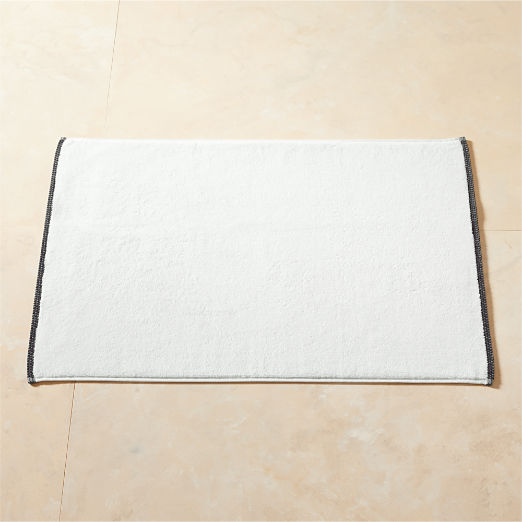 Neela Organic Cotton White with Black Trim Bath Mat 24"x36"