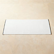 Neela Organic Cotton White with Black Trim Bath Runner Rug 24"x60"
