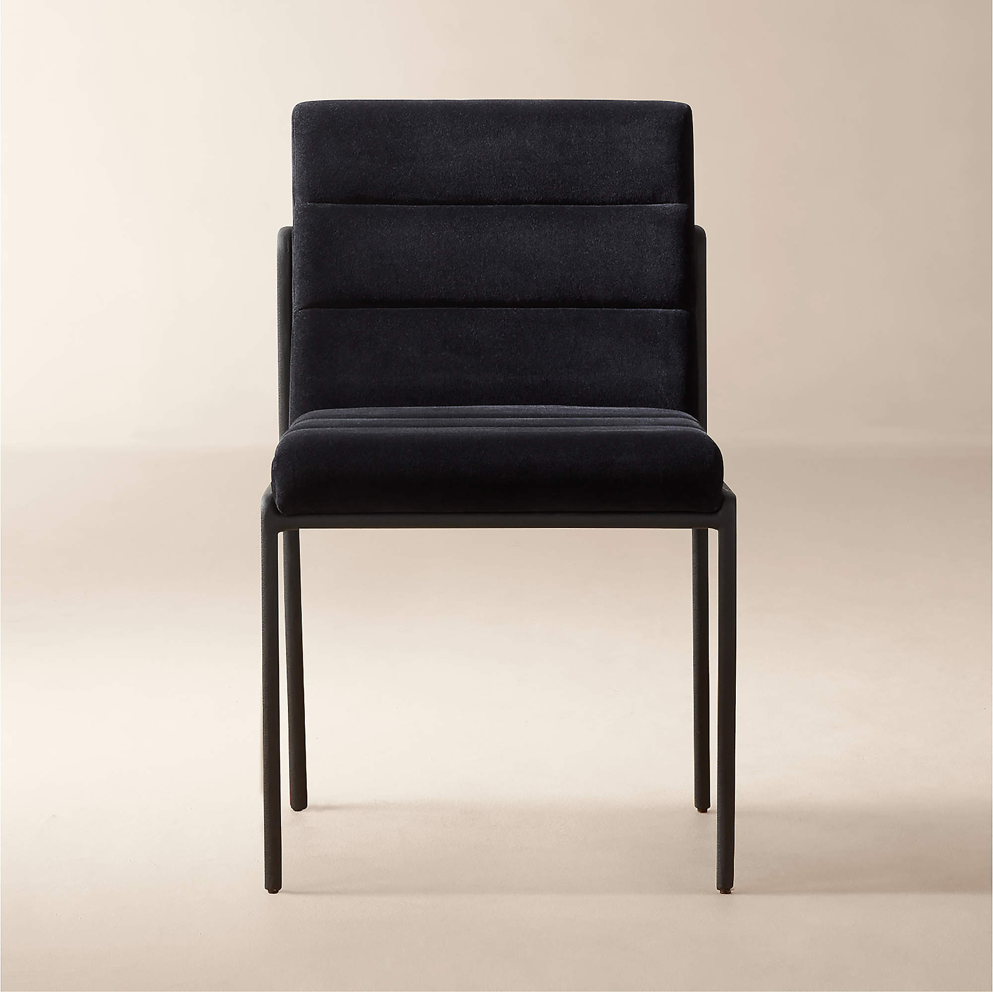 Nephi Cast Metal and Black Velvet Dining Chair CB2