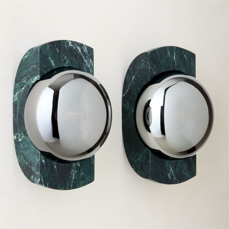 Neptune Green Marble Wall Sconce Set of 2 - image 4 of 9