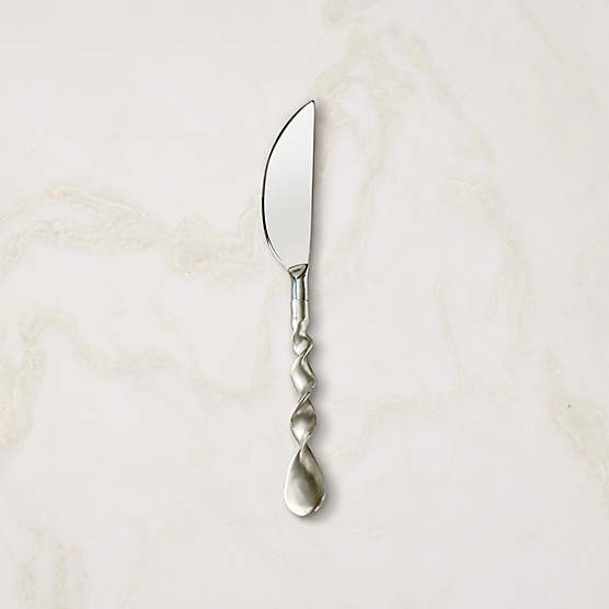 Nerano Silver Stainless Steel Cheese Knife With Cast Brass Handle by Nina Garcia