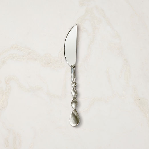 Nerano Silver Stainless Steel Cheese Knife With Cast Brass Handle by Nina Garcia