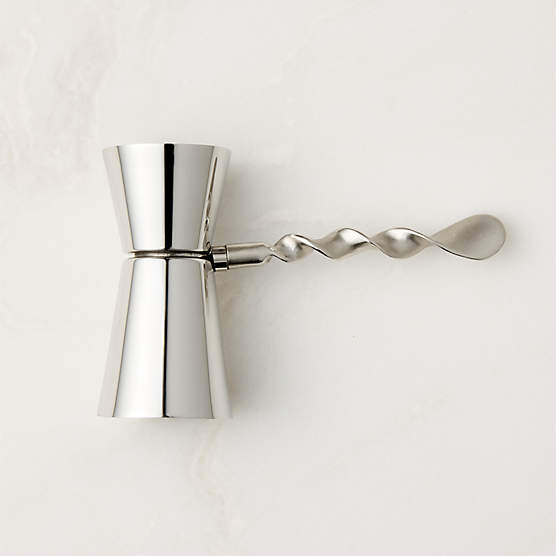 Nerano Silver Stainless Steel Jigger With Cast Brass Handle by Nina Garcia