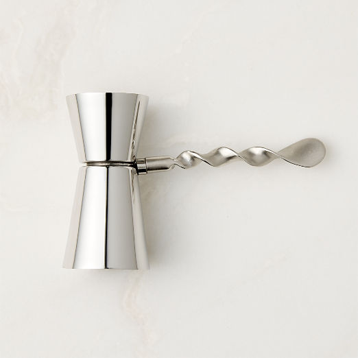Nerano Silver Stainless Steel Jigger With Cast Brass Handle by Nina Garcia