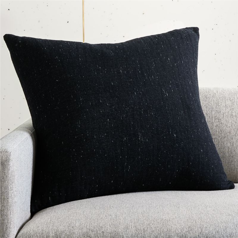 View 23" Nett Black Throw Pillow with Feather-Down Insert details