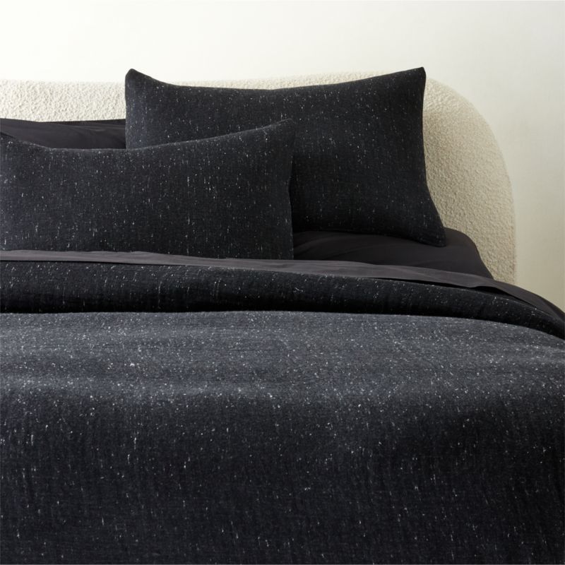 Kamet Organic Cotton Black King Modern Duvet Cover + Reviews