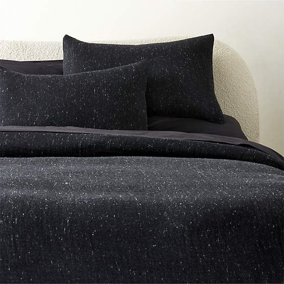 Kamet Organic Cotton Black King Modern Duvet Cover + Reviews | CB2