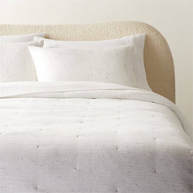 Stitched Organic Cotton Sateen Ivory Full/Queen Quilt