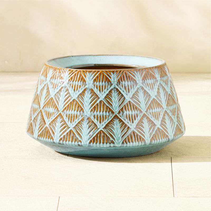 Viewing product image Network Arctic Blue Ceramic Indoor/Outdoor Planter Small by Ackerman - image 1 of 6