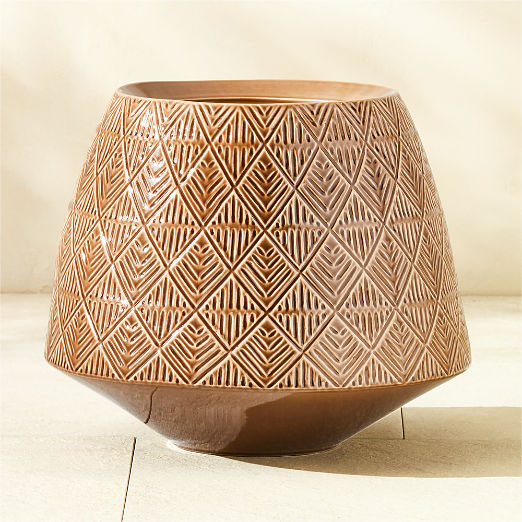 Network Light Brown Ceramic Indoor/Outdoor Planter Large by Ackerman