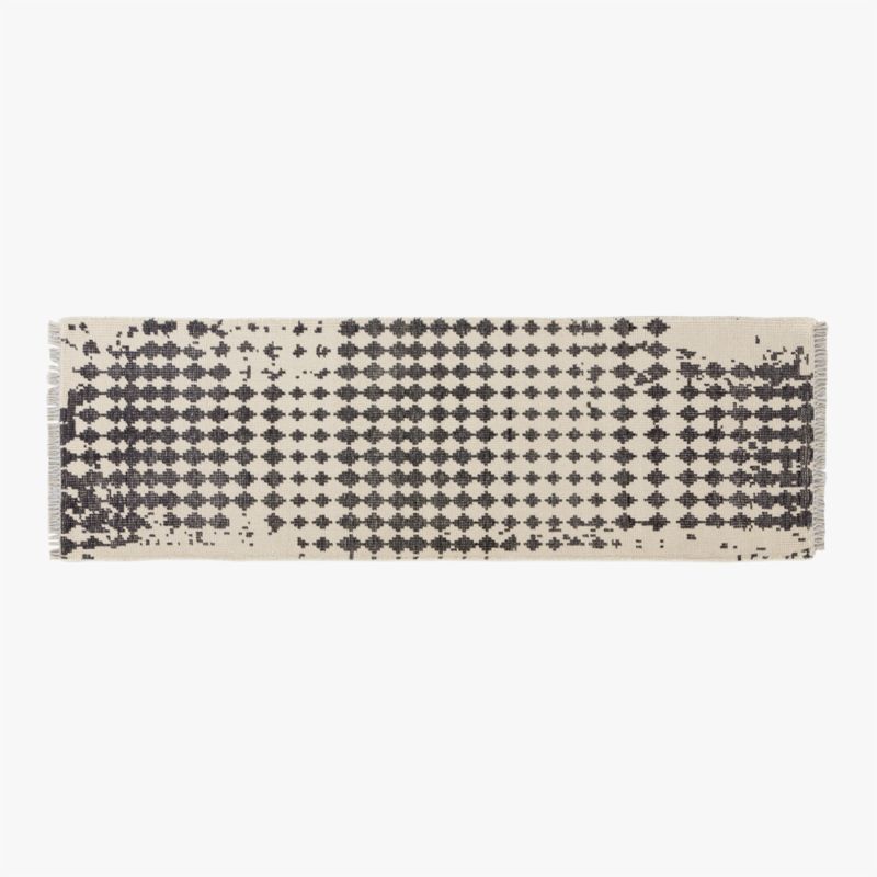 Neutro Hand-Knotted Black and Warm White Abstract New Zealand Wool Runner Rug 2.5'x8' - image 0 of 4