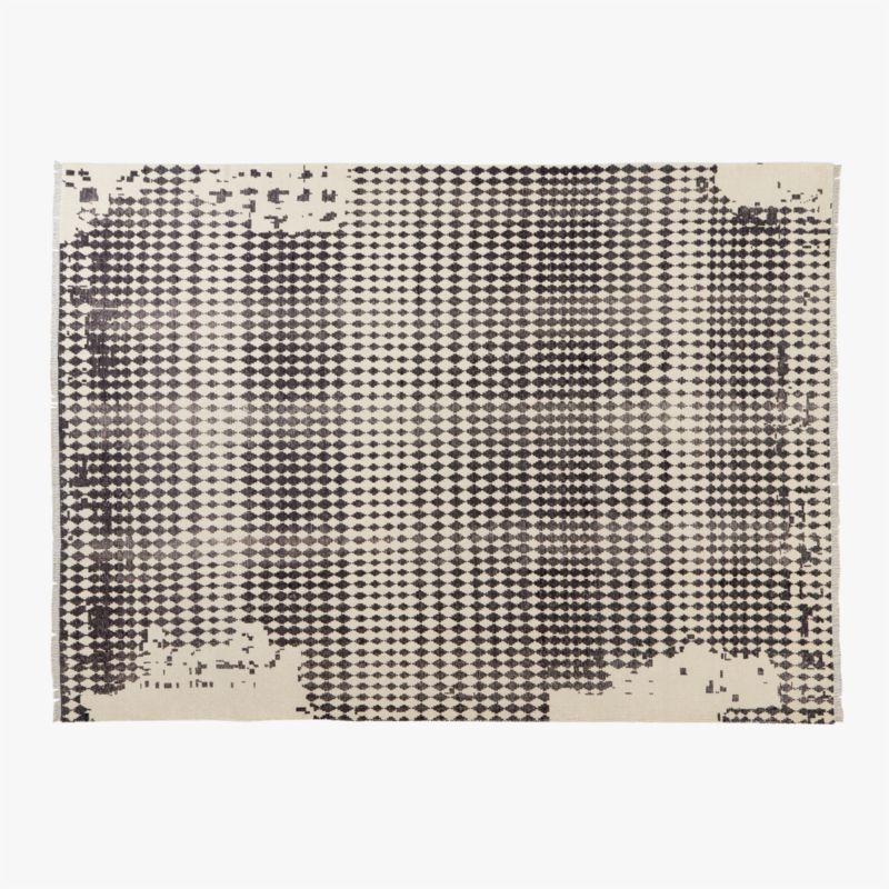 Neutro Hand-Knotted Black and Warm White Abstract New Zealand Wool Area Rug 10'x14' - image 0 of 4