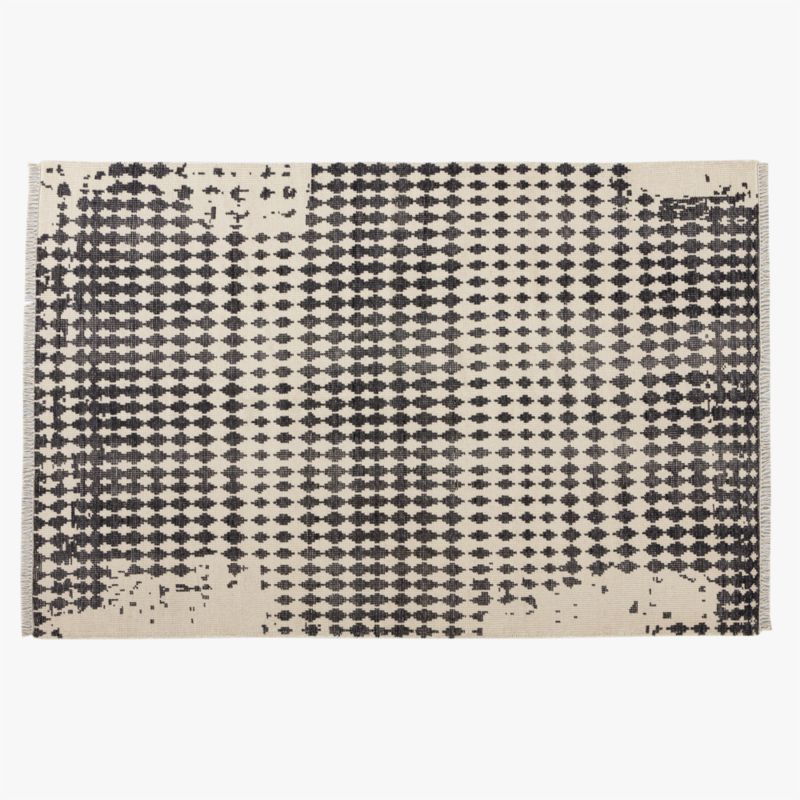 Neutro Hand-Knotted Black and Warm White Abstract New Zealand Wool Area Rug 6'x9' - image 0 of 4