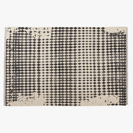 Neutro Hand-Knotted Black and Warm White Abstract New Zealand Wool Area Rug 6'x9'