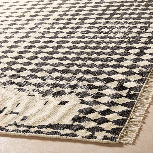 Neutro Hand-Knotted Black and Warm White Abstract New Zealand Wool Area Rug 6'x9'