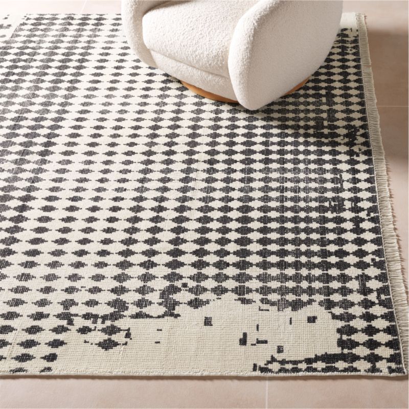 Neutro Hand-Knotted Black and Warm White Abstract New Zealand Wool Area Rug 10'x14' - image 2 of 4