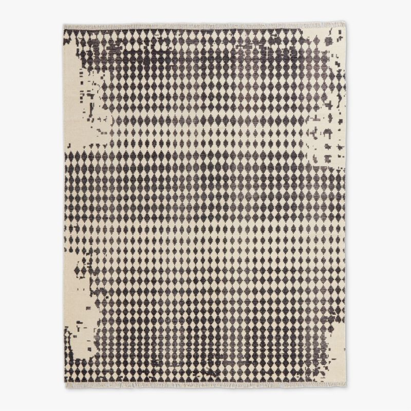 Neutro Hand-Knotted Black and Warm White Abstract New Zealand Wool Area Rug 10'x14' - image 0 of 4