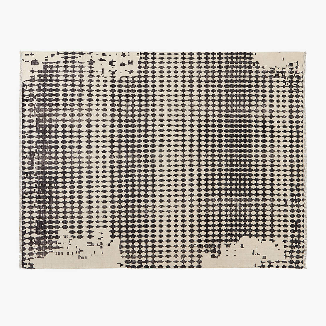 Neutro Black and Warm White Abstract HandKnotted New Zealand Wool Area