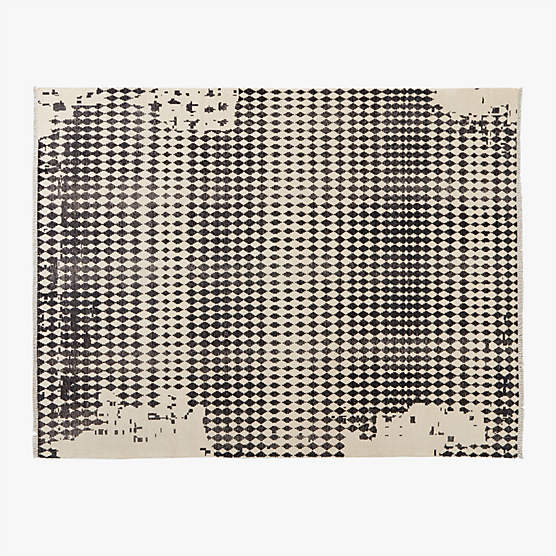 Neutro Hand-Knotted Black and Warm White Abstract New Zealand Wool Area Rug 9'x12'