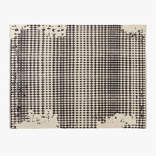 Neutro Hand-Knotted Black and Warm White Abstract New Zealand Wool Area Rug 9'x12'