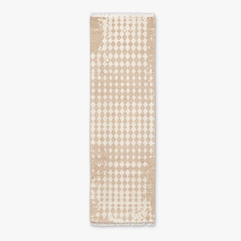 Neutro Hand-Knotted Sand and Warm White Abstract New Zealand Wool Runner Rug 2.5'x8' - image 0 of 4