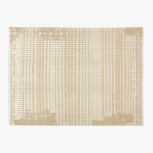 Neutro Hand-Knotted Sand and Warm White Abstract New Zealand Wool Area Rug 10'x14'