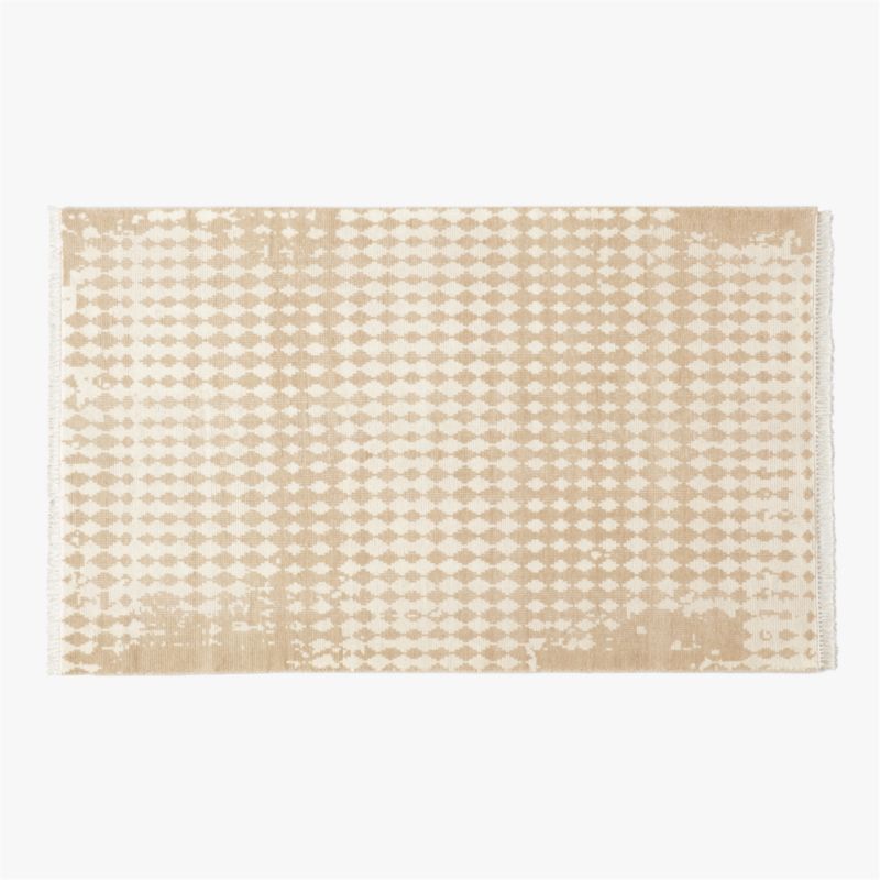 Neutro Hand-Knotted Sand and Warm White Abstract New Zealand Wool Area Rug 5'x8' - image 0 of 3