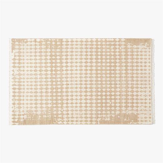 Neutro Hand-Knotted Sand and Warm White Abstract New Zealand Wool Area Rug 5'x8'