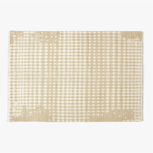 Neutro Hand-Knotted Sand and Warm White Abstract New Zealand Wool Area Rug 6'x9'